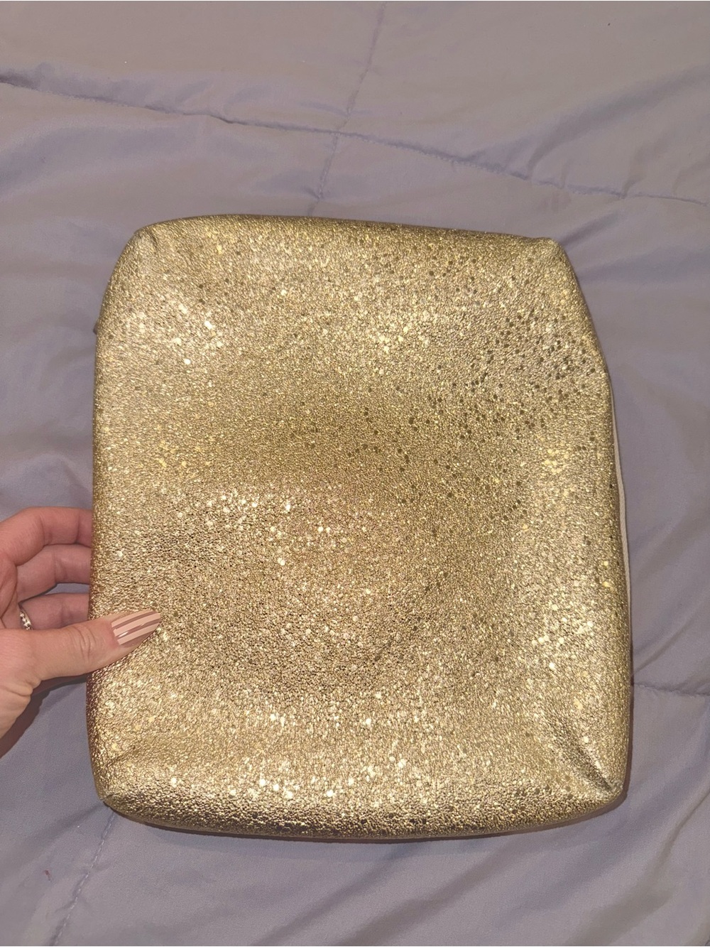 Glitter Square Makeup/Toiletry Bag - Gold